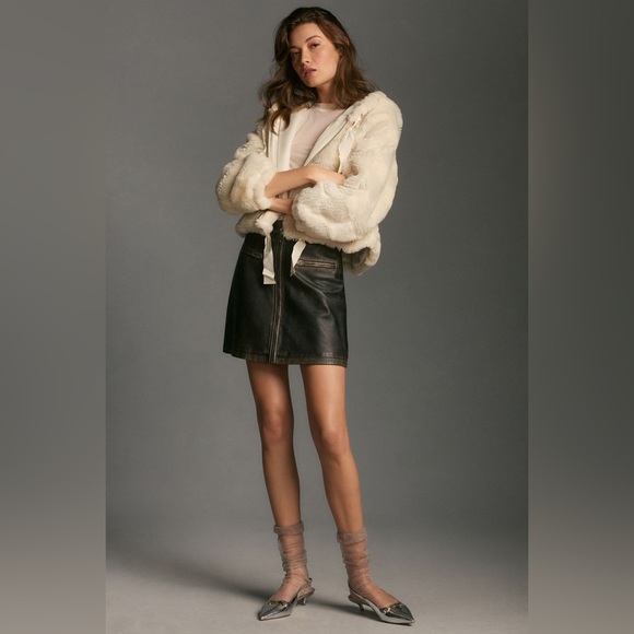 Anthropologie Cropped Faux Fur Hoodie Jacket - Picture 5 of 9